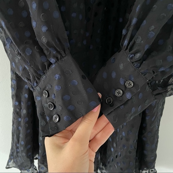 NWT Rachel Zoe Silk Tie Front Polka Dot Button Down Dress - Picture 11 of 12